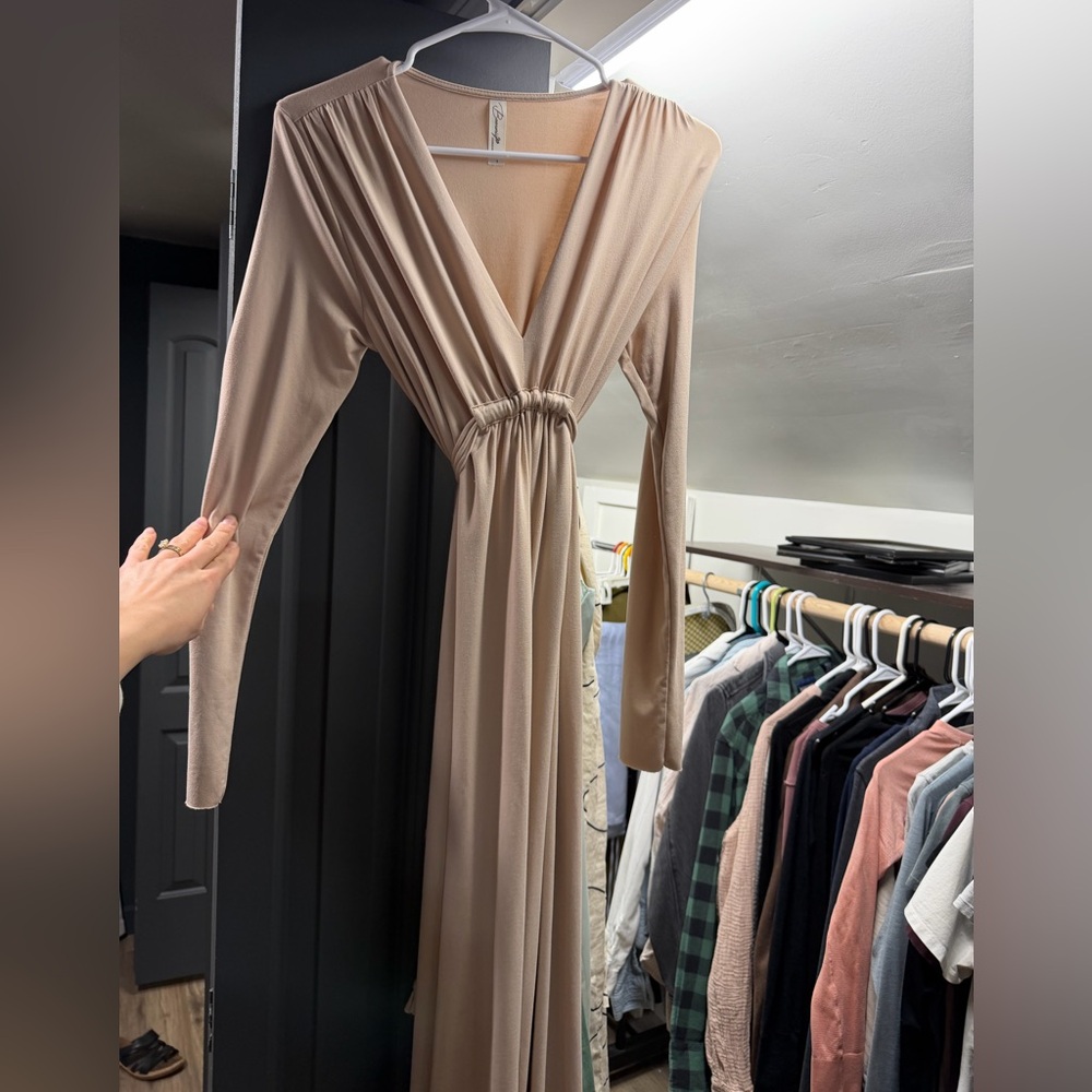 Motherhood Maternity Taupe Long Sleeve Dress